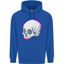 Glitch Skull Gothic Biker Heavy Metal Rock Mens 80% Cotton Hoodie Royal Blue