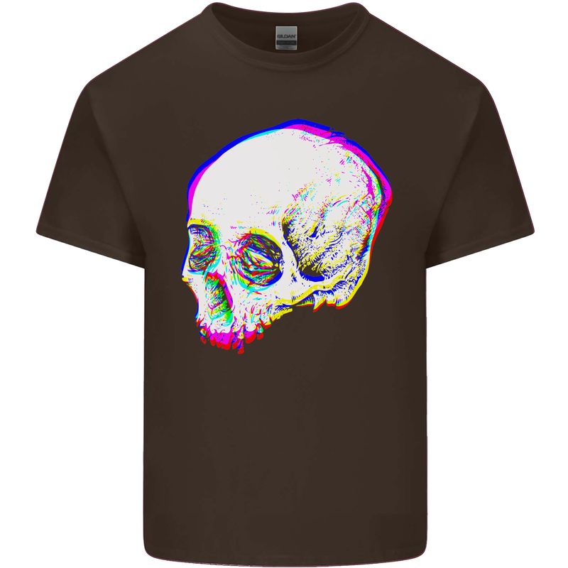 Glitch Skull Gothic Biker Heavy Metal Rock Mens Cotton T-Shirt Tee Top Dark Chocolate