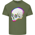 Glitch Skull Gothic Biker Heavy Metal Rock Mens Cotton T-Shirt Tee Top Military Green