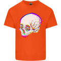 Glitch Skull Gothic Biker Heavy Metal Rock Mens Cotton T-Shirt Tee Top Orange