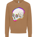 Glitch Skull Gothic Biker Heavy Metal Rock Mens Sweatshirt Jumper Caramel Latte