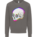 Glitch Skull Gothic Biker Heavy Metal Rock Mens Sweatshirt Jumper Charcoal