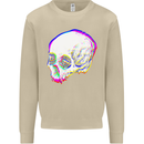 Glitch Skull Gothic Biker Heavy Metal Rock Mens Sweatshirt Jumper Sand