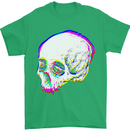 Glitch Skull Gothic Biker Heavy Metal Rock Mens T-Shirt Cotton Gildan Irish Green
