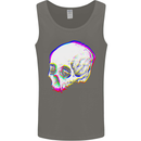 Glitch Skull Gothic Biker Heavy Metal Rock Mens Vest Tank Top Charcoal