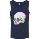 Glitch Skull Gothic Biker Heavy Metal Rock Mens Vest Tank Top Navy Blue