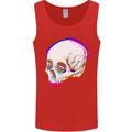 Glitch Skull Gothic Biker Heavy Metal Rock Mens Vest Tank Top Red