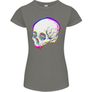 Glitch Skull Gothic Biker Heavy Metal Rock Womens Petite Cut T-Shirt Charcoal
