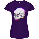 Glitch Skull Gothic Biker Heavy Metal Rock Womens Petite Cut T-Shirt Purple