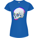 Glitch Skull Gothic Biker Heavy Metal Rock Womens Petite Cut T-Shirt Royal Blue