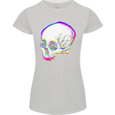 Glitch Skull Gothic Biker Heavy Metal Rock Womens Petite Cut T-Shirt Sports Grey