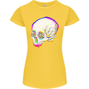 Glitch Skull Gothic Biker Heavy Metal Rock Womens Petite Cut T-Shirt Yellow