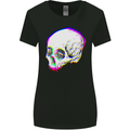 Glitch Skull Gothic Biker Heavy Metal Rock Womens Wider Cut T-Shirt Black