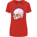 Glitch Skull Gothic Biker Heavy Metal Rock Womens Wider Cut T-Shirt Red