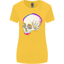 Glitch Skull Gothic Biker Heavy Metal Rock Womens Wider Cut T-Shirt Yellow