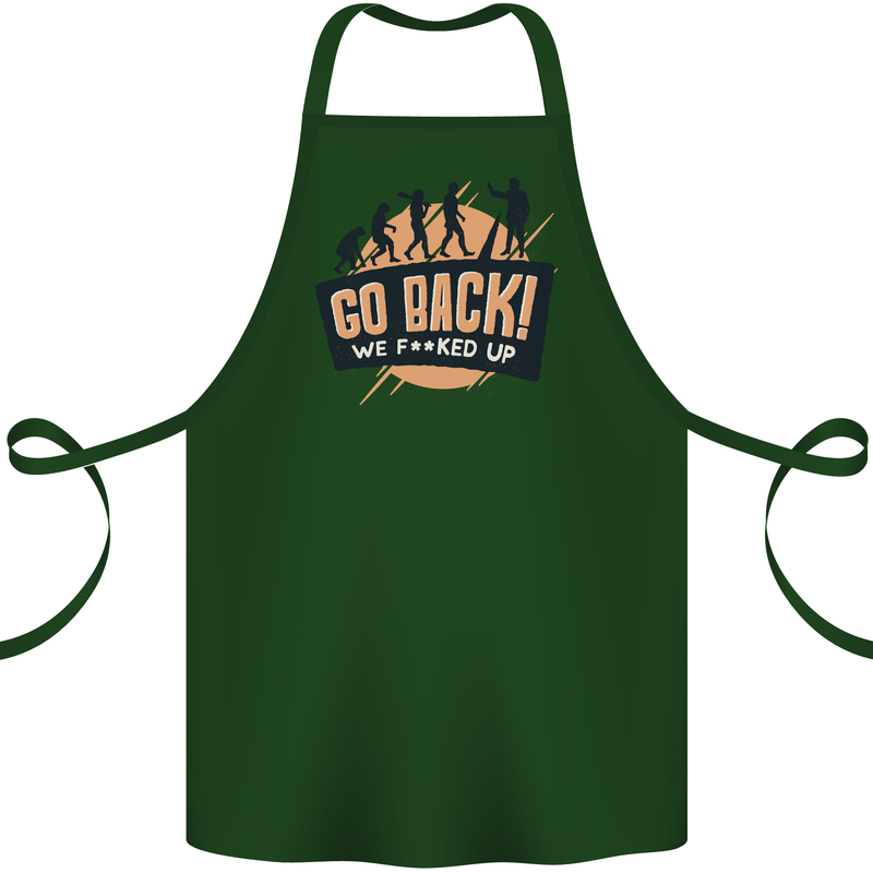Go Back Funny Climate Change Environment Cotton Apron 100% Organic Forest Green
