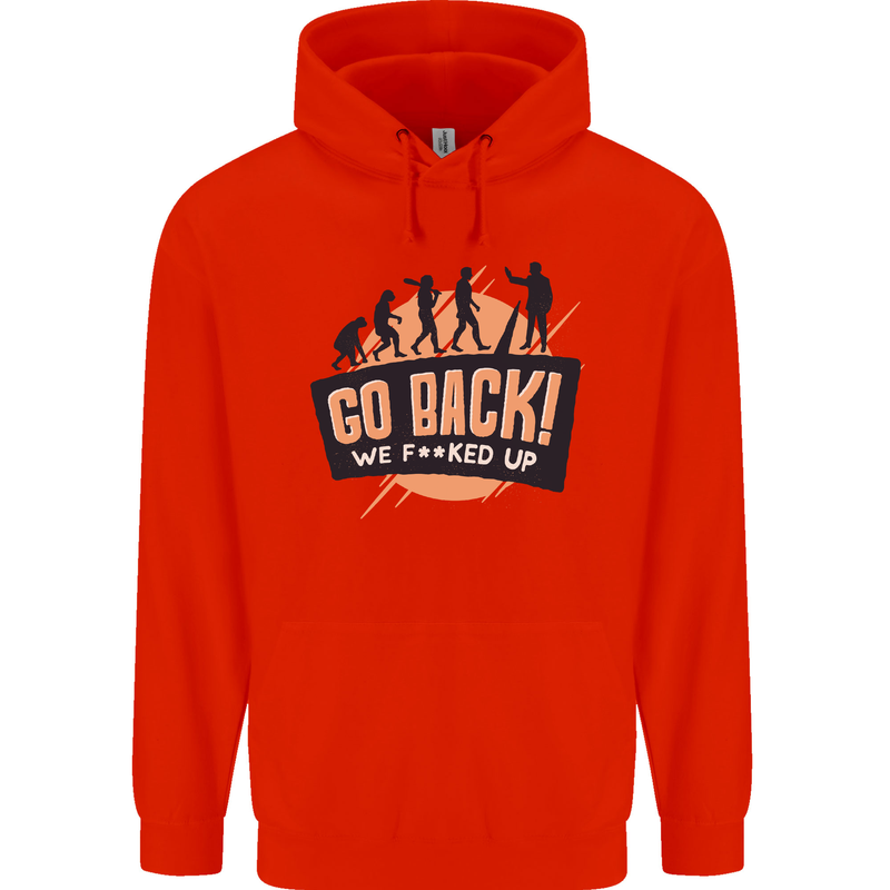 Go Back Funny Climate Change Environment Mens 80% Cotton Hoodie Bright Red