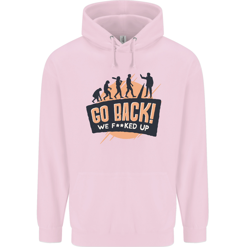Go Back Funny Climate Change Environment Mens 80% Cotton Hoodie Light Pink