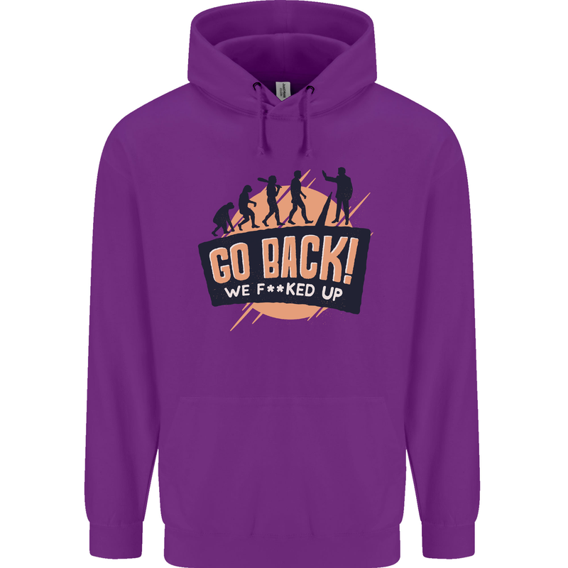 Go Back Funny Climate Change Environment Mens 80% Cotton Hoodie Purple