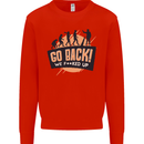 Go Back Funny Climate Change Environment Mens Sweatshirt Jumper Bright Red