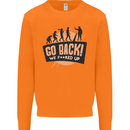Go Back Funny Climate Change Environment Mens Sweatshirt Jumper Orange