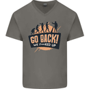 Go Back Funny Climate Change Environment Mens V-Neck Cotton T-Shirt Charcoal