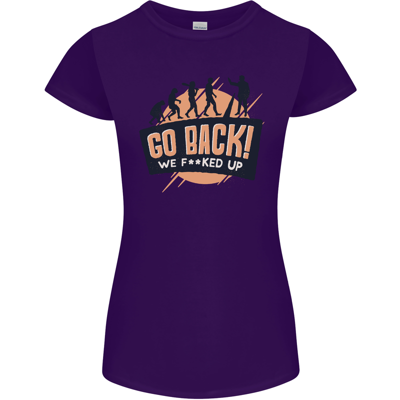 Go Back Funny Climate Change Environment Womens Petite Cut T-Shirt Purple