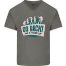 Go Back We Fooked Up Evolution Environment Mens V-Neck Cotton T-Shirt Charcoal