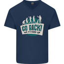 Go Back We Fooked Up Evolution Environment Mens V-Neck Cotton T-Shirt Navy Blue
