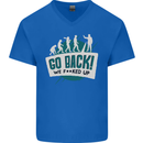 Go Back We Fooked Up Evolution Environment Mens V-Neck Cotton T-Shirt Royal Blue