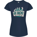 Go Back We Fooked Up Evolution Environment Womens Petite Cut T-Shirt Navy Blue
