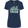 Go Back We Fooked Up Evolution Environment Womens Wider Cut T-Shirt Navy Blue