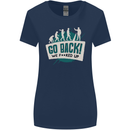 Go Back We Fooked Up Evolution Environment Womens Wider Cut T-Shirt Navy Blue