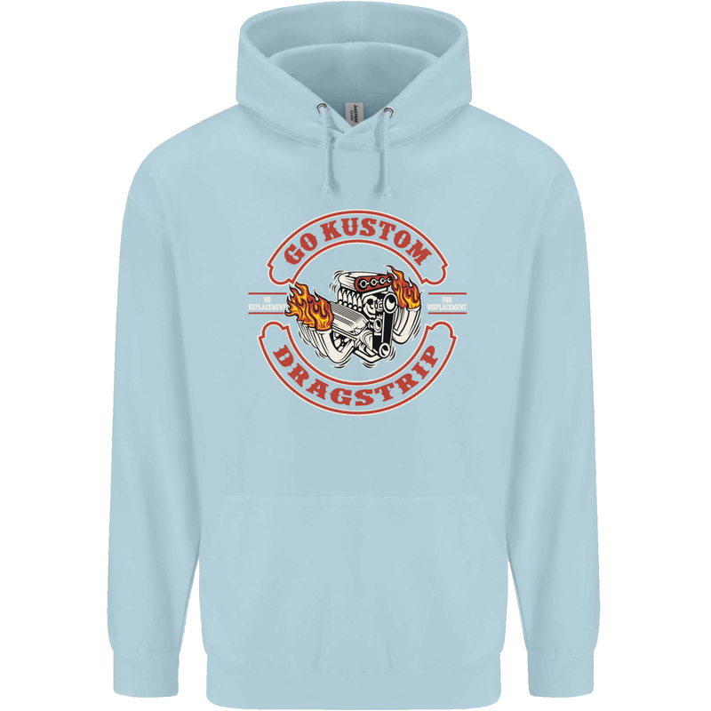 Go Custom Dragstrip Hot Rod Hotrod Dragster Childrens Kids Hoodie Light Blue