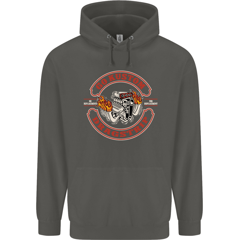 Go Custom Dragstrip Hot Rod Hotrod Dragster Childrens Kids Hoodie Storm Grey