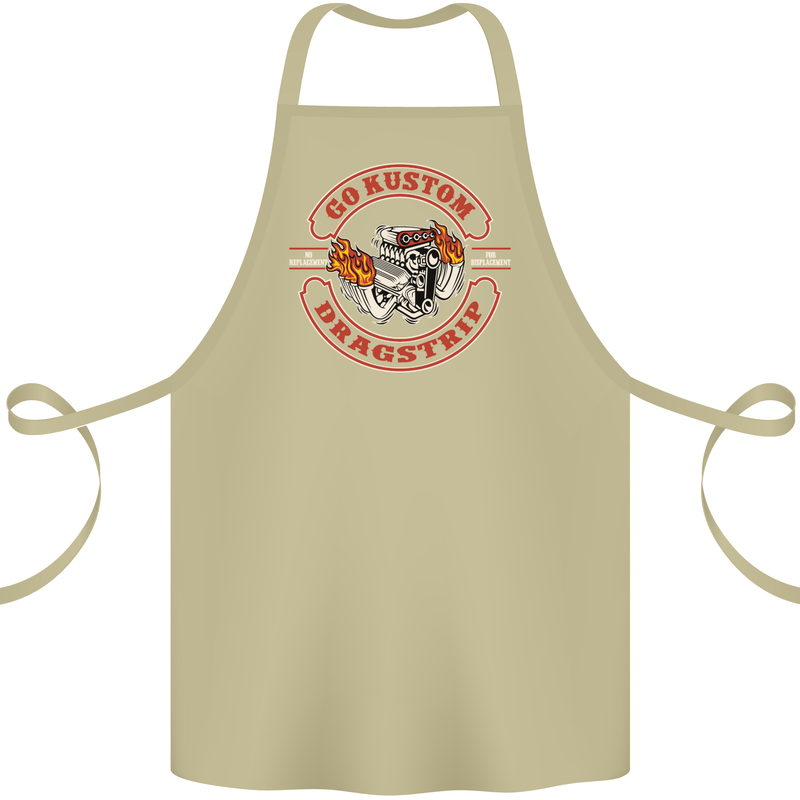 Go Custom Dragstrip Hot Rod Hotrod Dragster Cotton Apron 100% Organic Khaki