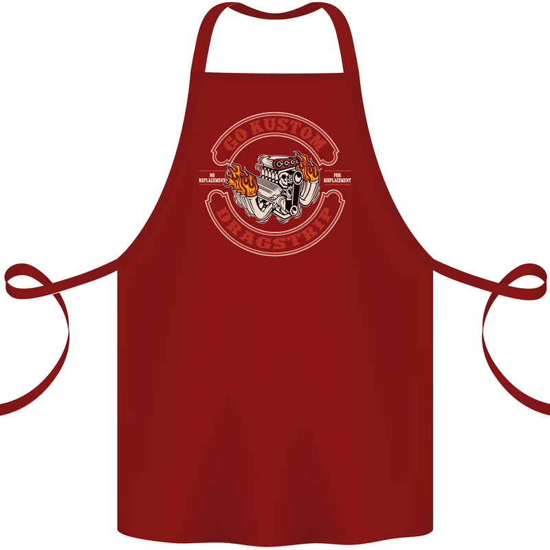 Go Custom Dragstrip Hot Rod Hotrod Dragster Cotton Apron 100% Organic Maroon