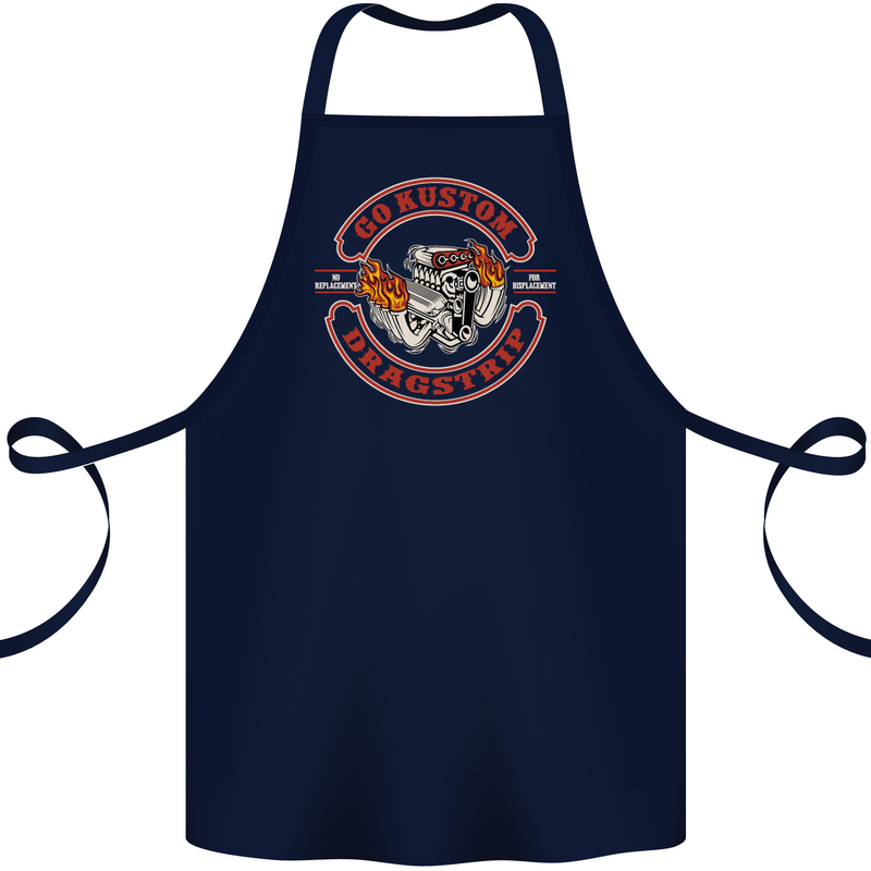 Go Custom Dragstrip Hot Rod Hotrod Dragster Cotton Apron 100% Organic Navy Blue