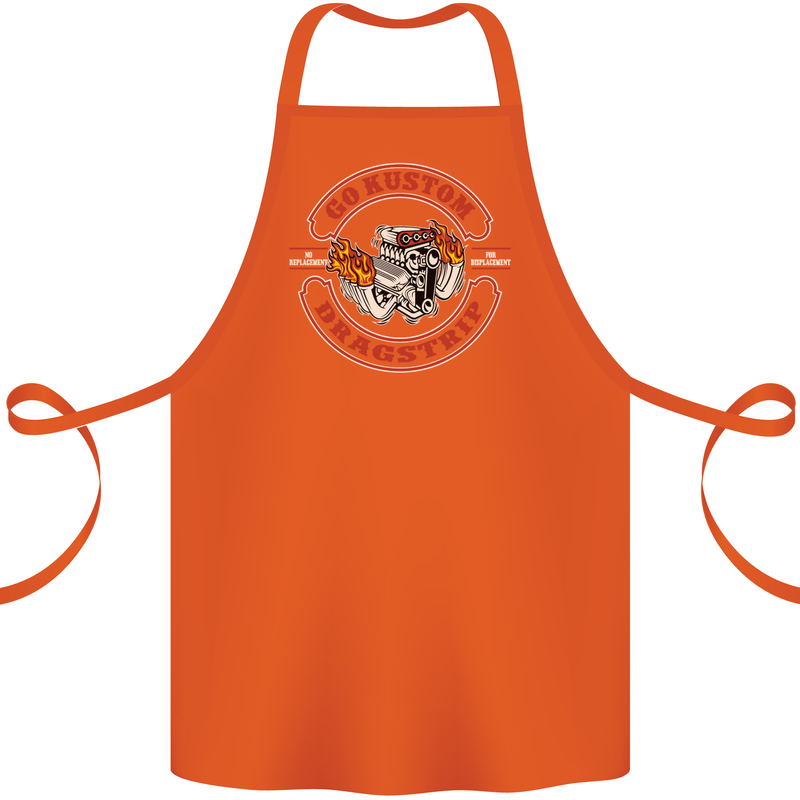 Go Custom Dragstrip Hot Rod Hotrod Dragster Cotton Apron 100% Organic Orange