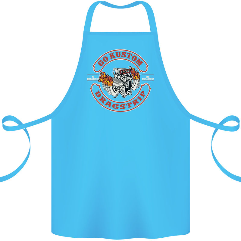 Go Custom Dragstrip Hot Rod Hotrod Dragster Cotton Apron 100% Organic Turquoise