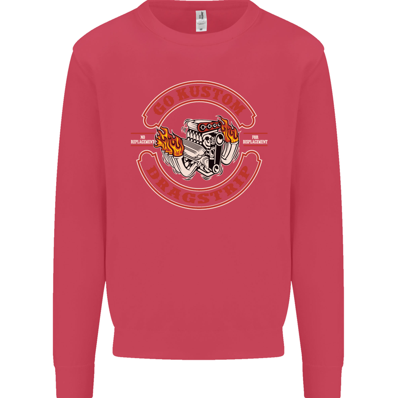 Go Custom Dragstrip Hot Rod Hotrod Dragster Kids Sweatshirt Jumper Heliconia