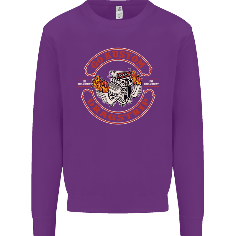 Go Custom Dragstrip Hot Rod Hotrod Dragster Kids Sweatshirt Jumper Purple