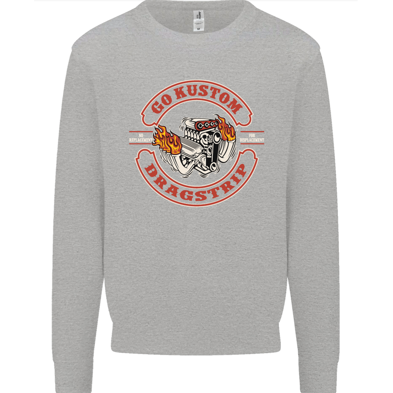 Go Custom Dragstrip Hot Rod Hotrod Dragster Kids Sweatshirt Jumper Sports Grey