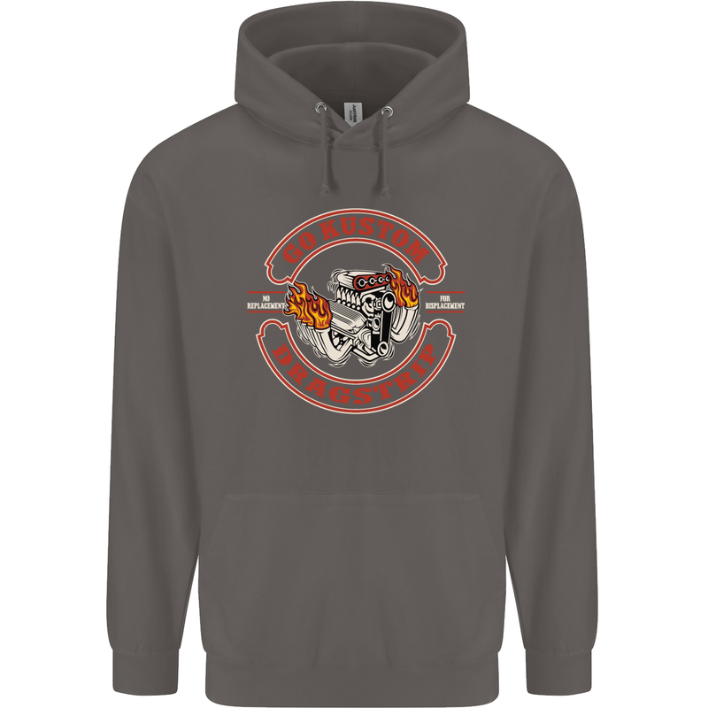 Go Custom Dragstrip Hot Rod Hotrod Dragster Mens 80% Cotton Hoodie Charcoal
