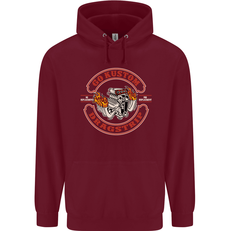 Go Custom Dragstrip Hot Rod Hotrod Dragster Mens 80% Cotton Hoodie Maroon