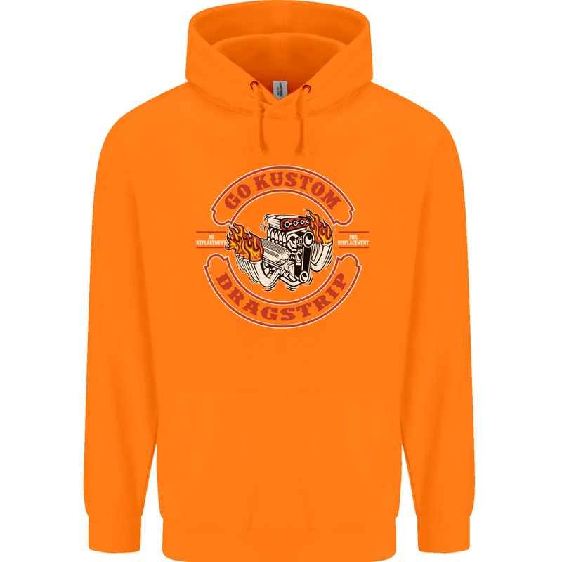 Go Custom Dragstrip Hot Rod Hotrod Dragster Mens 80% Cotton Hoodie Orange