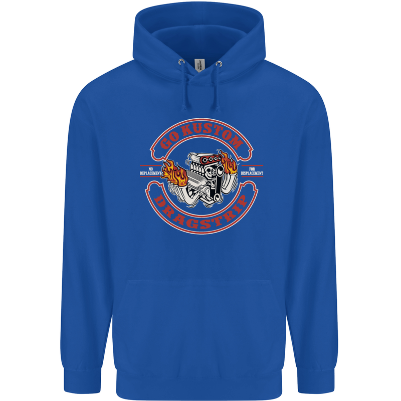 Go Custom Dragstrip Hot Rod Hotrod Dragster Mens 80% Cotton Hoodie Royal Blue