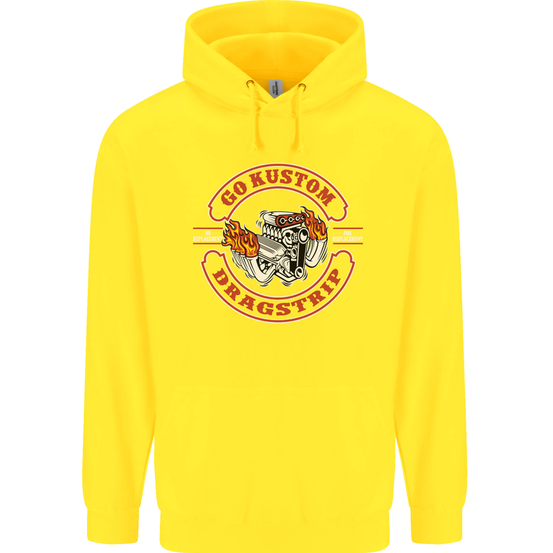 Go Custom Dragstrip Hot Rod Hotrod Dragster Mens 80% Cotton Hoodie Yellow