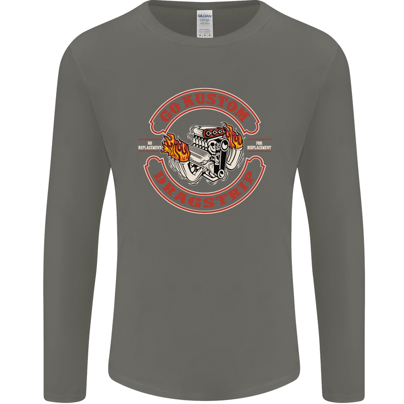 Go Custom Dragstrip Hot Rod Hotrod Dragster Mens Long Sleeve T-Shirt Charcoal