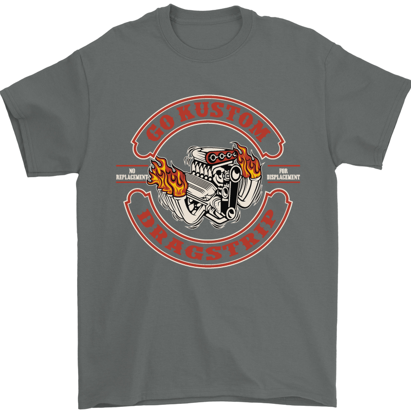 Go Custom Dragstrip Hot Rod Hotrod Dragster Mens T-Shirt Cotton Gildan Charcoal